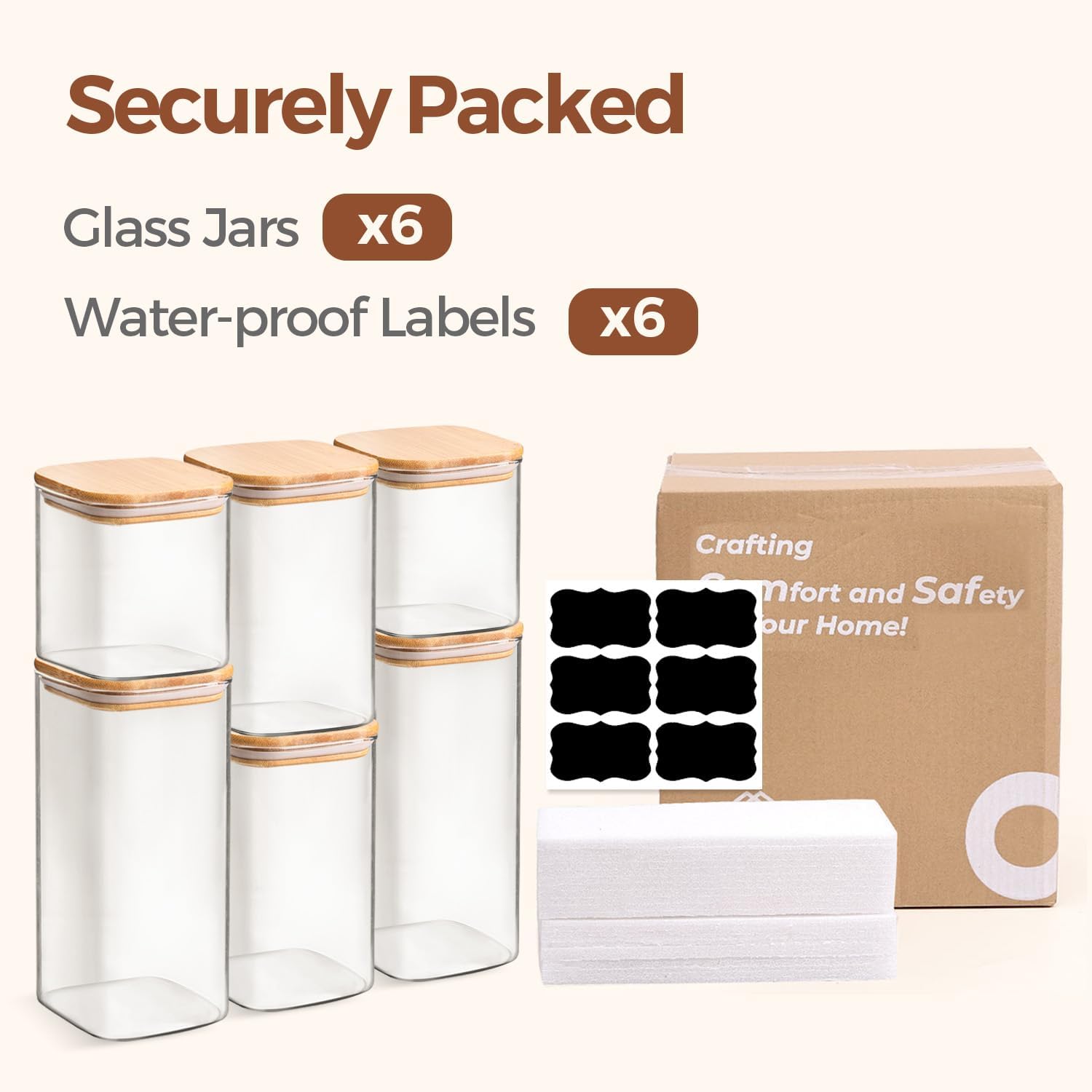Airtight Glass Storage Canister with Bamboo Lid (Multiple sets available)
