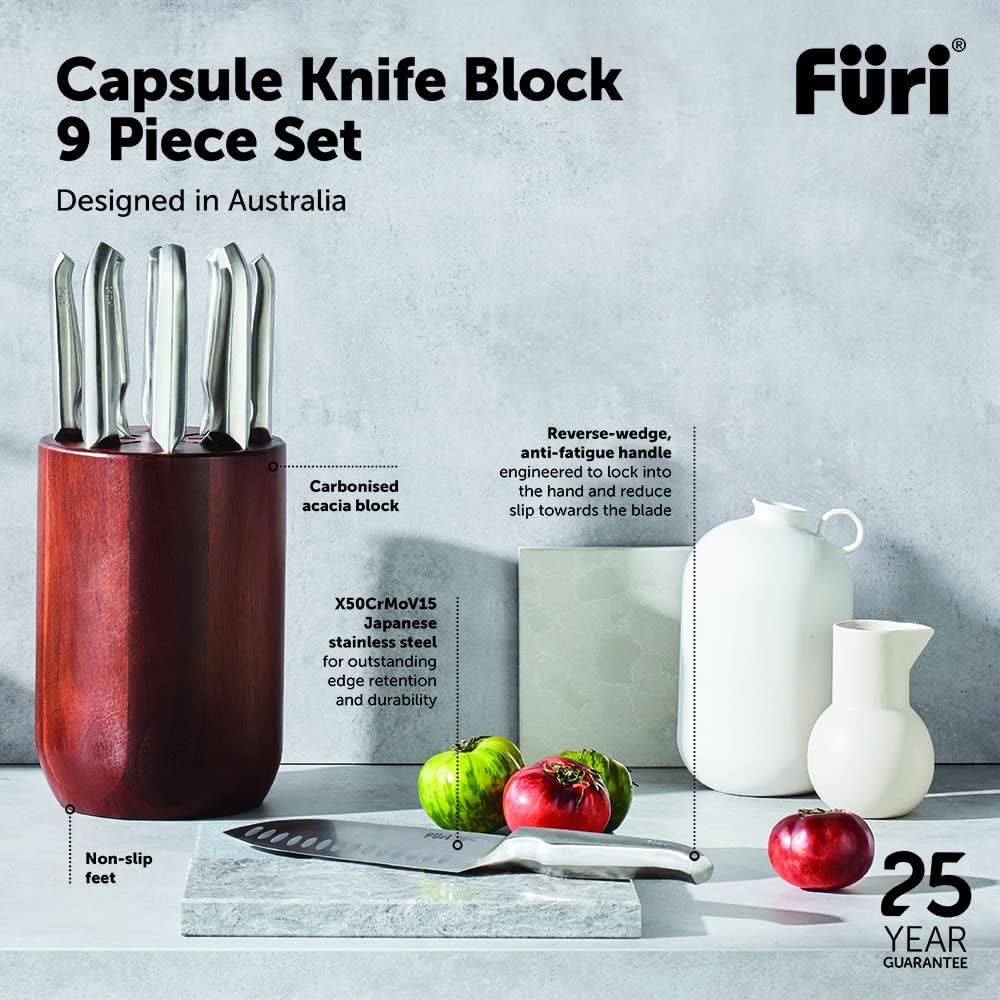 Stainless Steel Pro Capsule Knife Block 9-Pieces Set