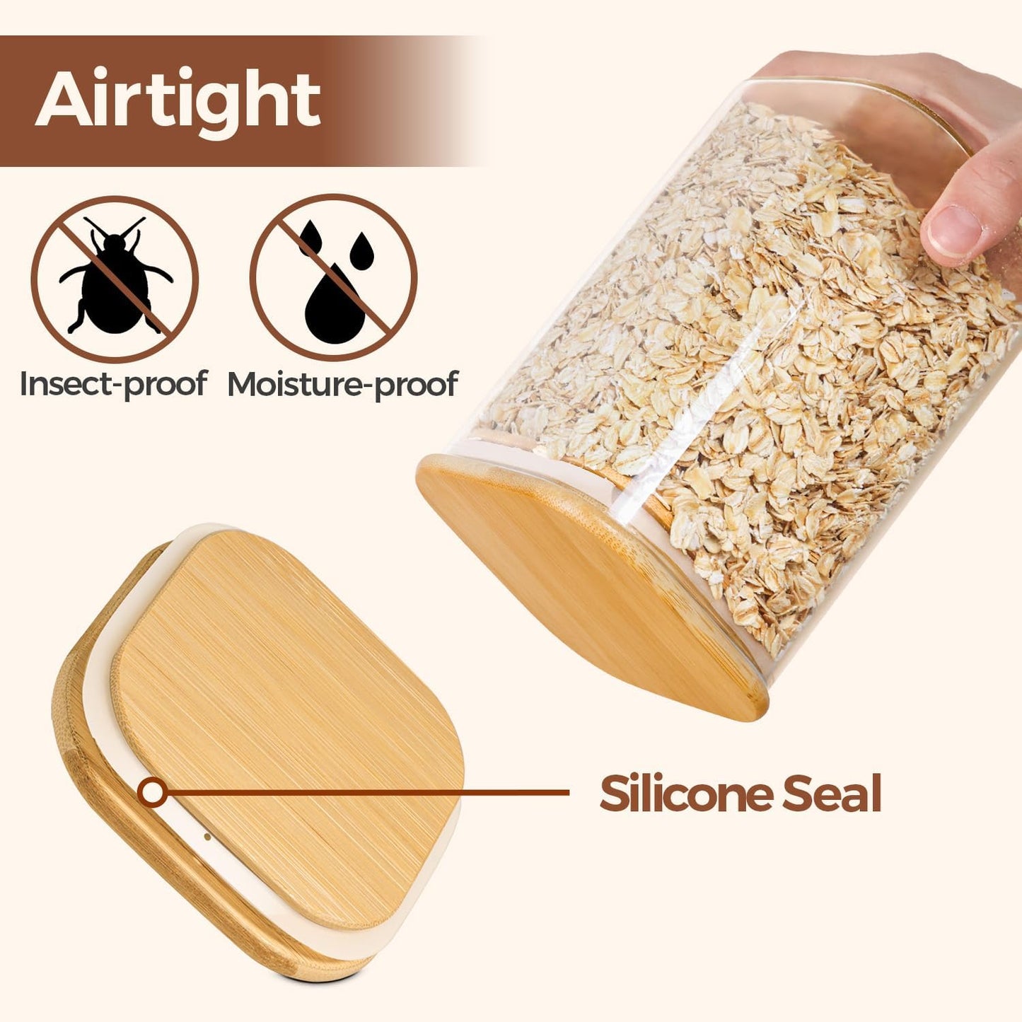Airtight Glass Storage Canister with Bamboo Lid (Multiple sets available)