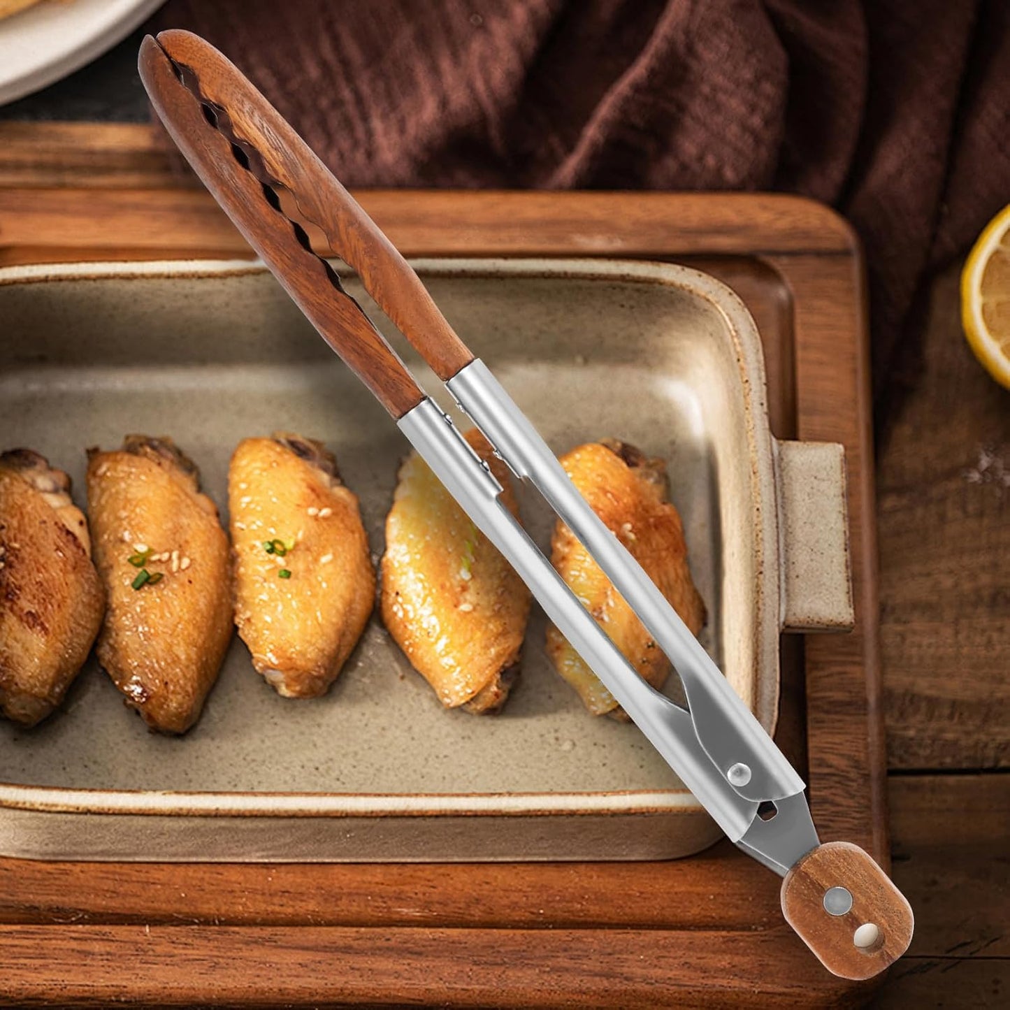 Timber Kitchen Tongs (Set of 2)