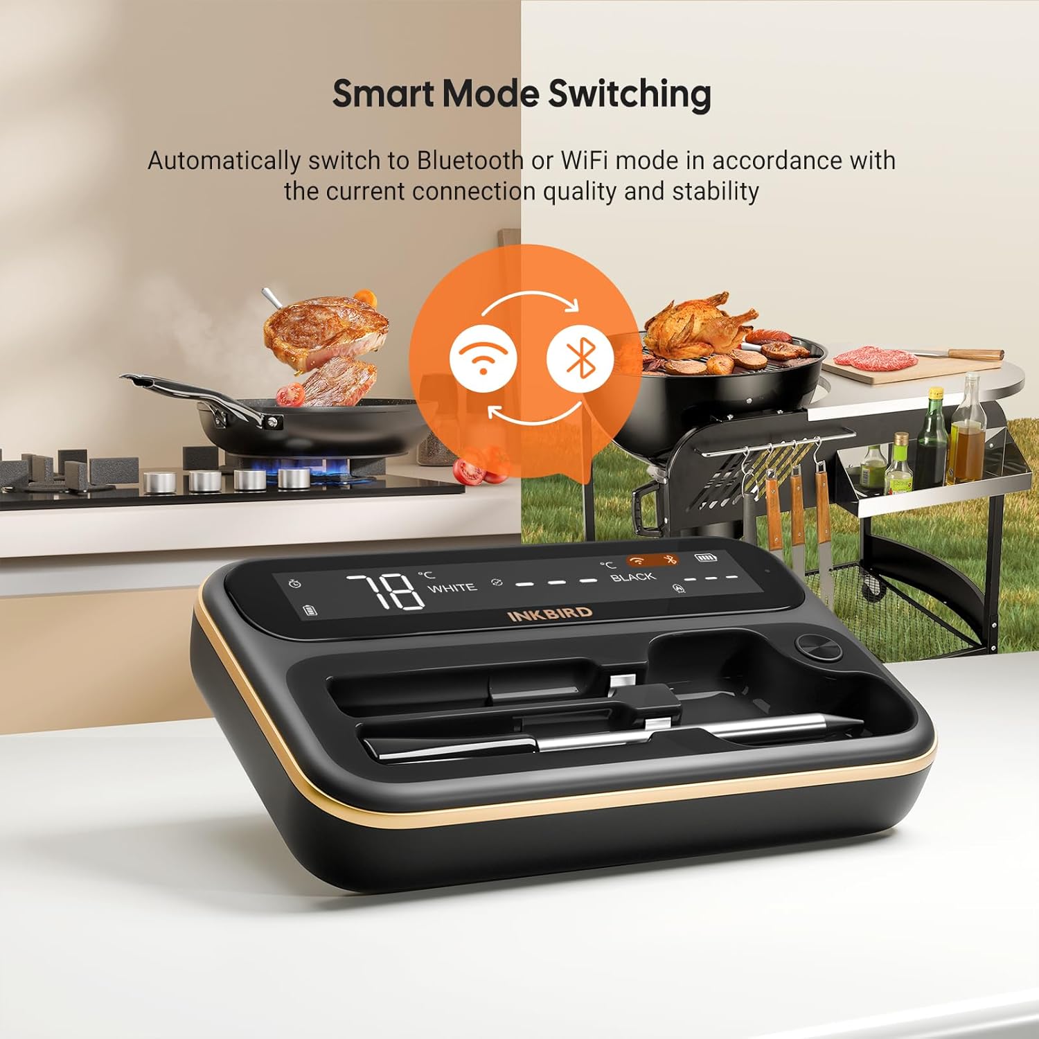 INKBIRD INT-12-BW - Wireless Meat Thermometer (2 or 4 probe)