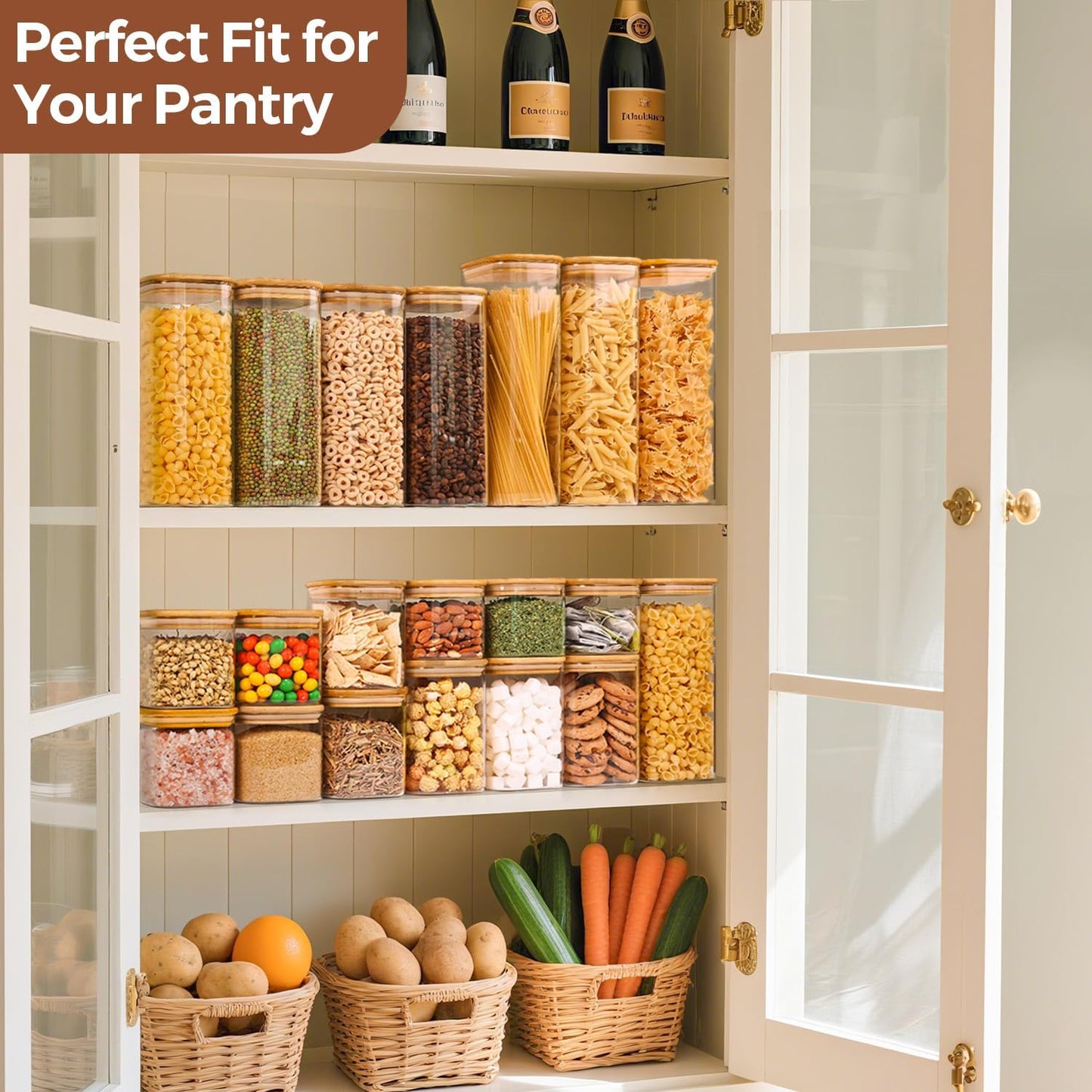Airtight Glass Storage Canister with Bamboo Lid (Multiple sets available)