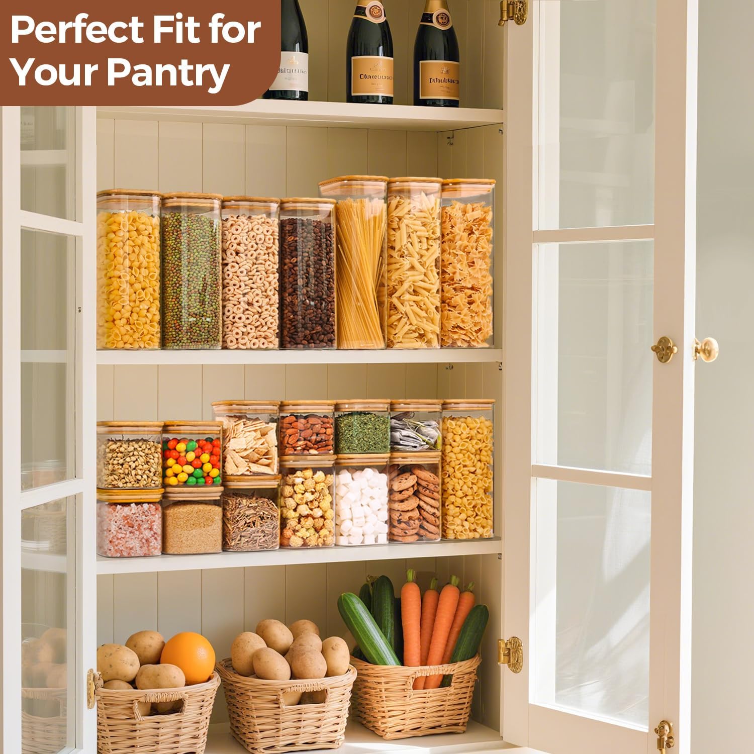 Airtight Glass Storage Canister with Bamboo Lid (Multiple sets available)