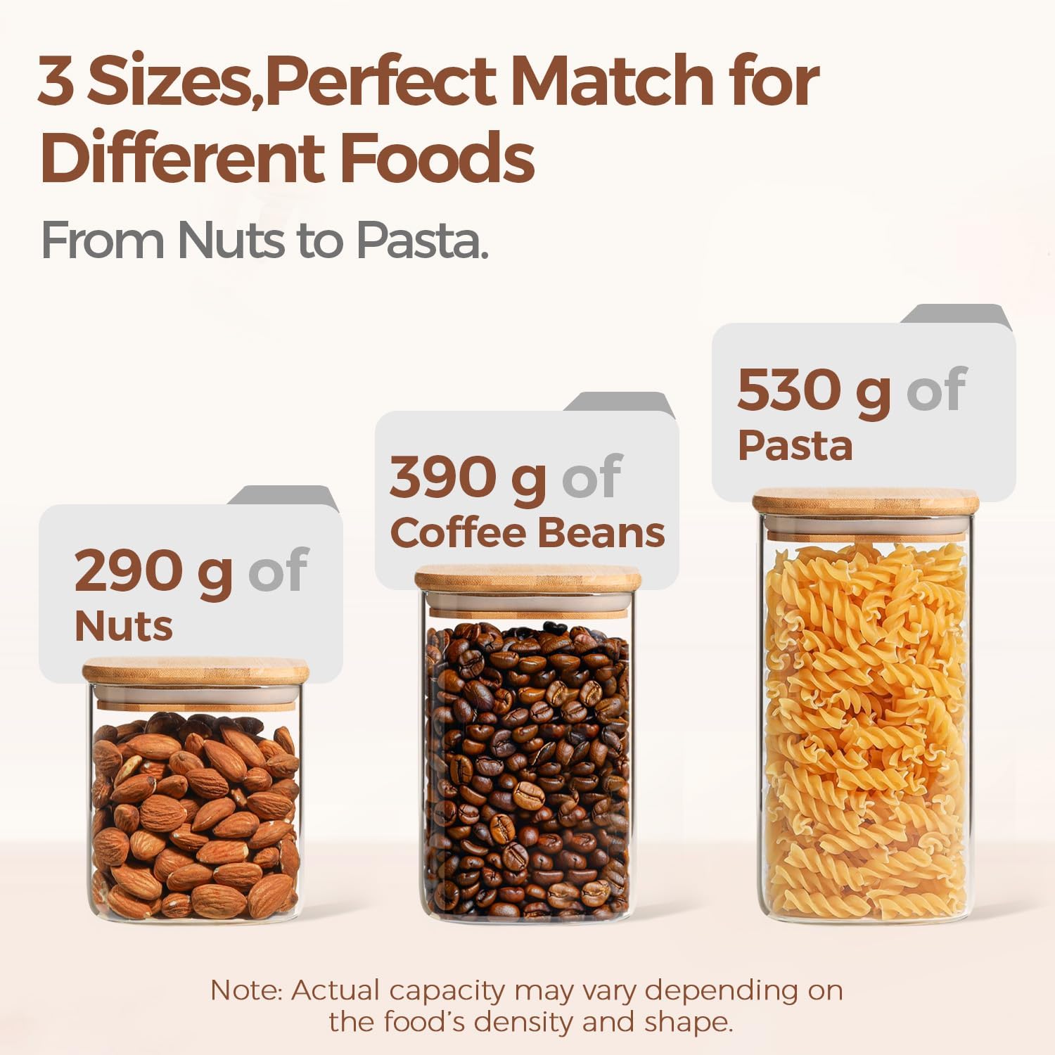 Airtight Glass Storage Canister with Bamboo Lid (Multiple sets available)
