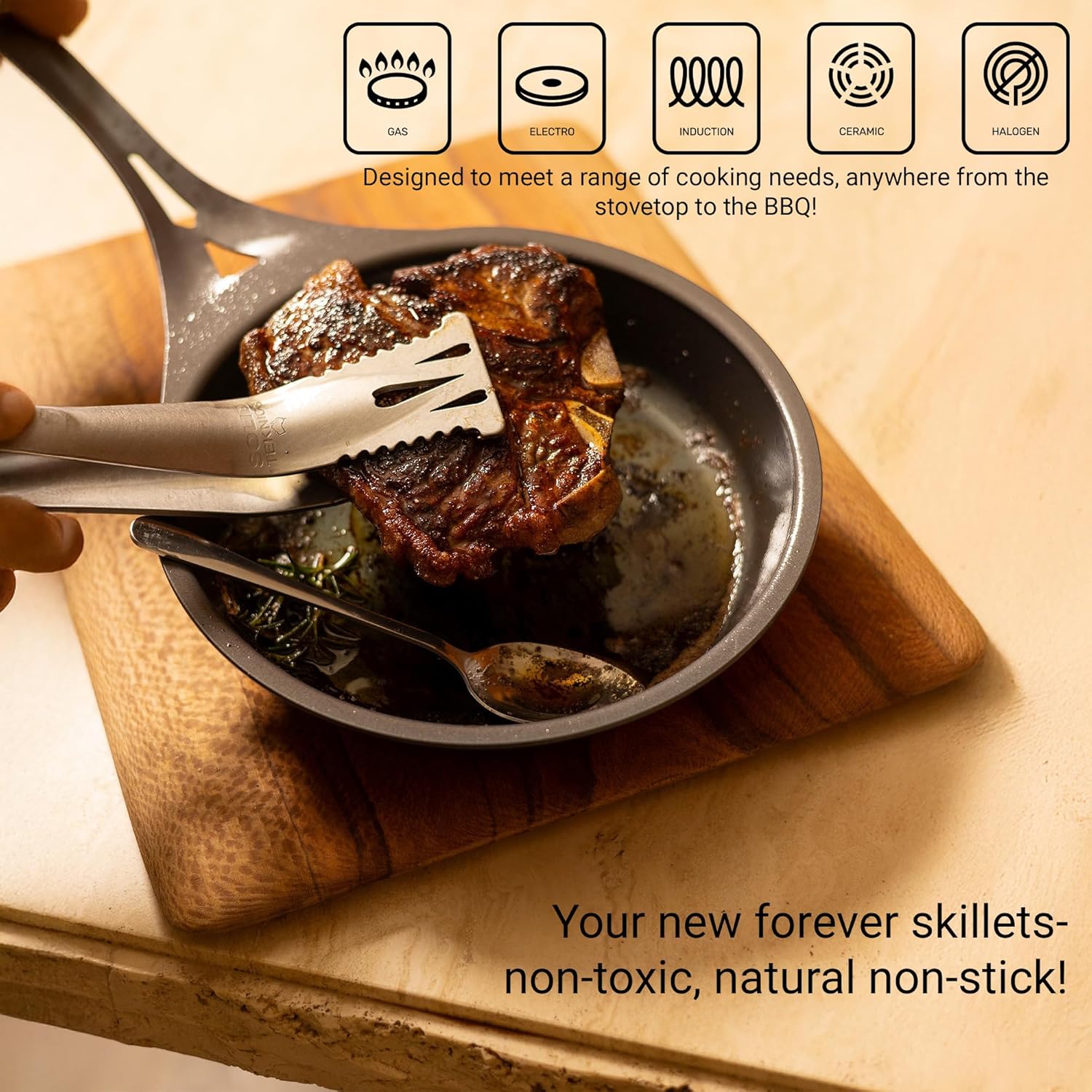 AUS-ION 8-Inch Skillet Cookware - Nonstick, Lightweight, Ergonomic Handle, Ideal for Frying, Baking, Grilling - Pre-Seasoned Pan - Suitable for All Heat Sources, Made in Australia