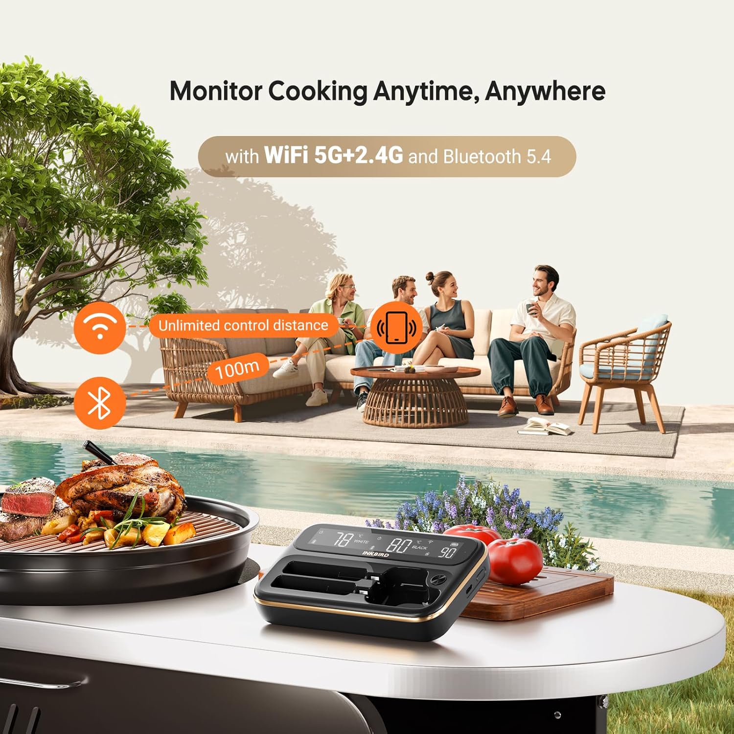 INKBIRD INT-12-BW - Wireless Meat Thermometer (2 or 4 probe)