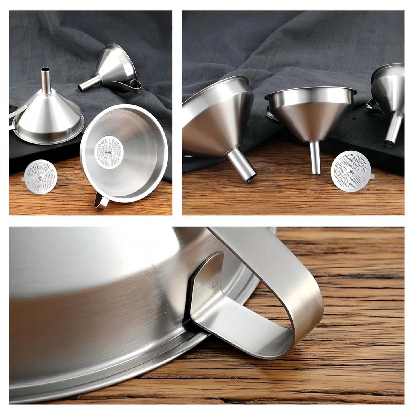 Stainless Steel Funnel with Extras