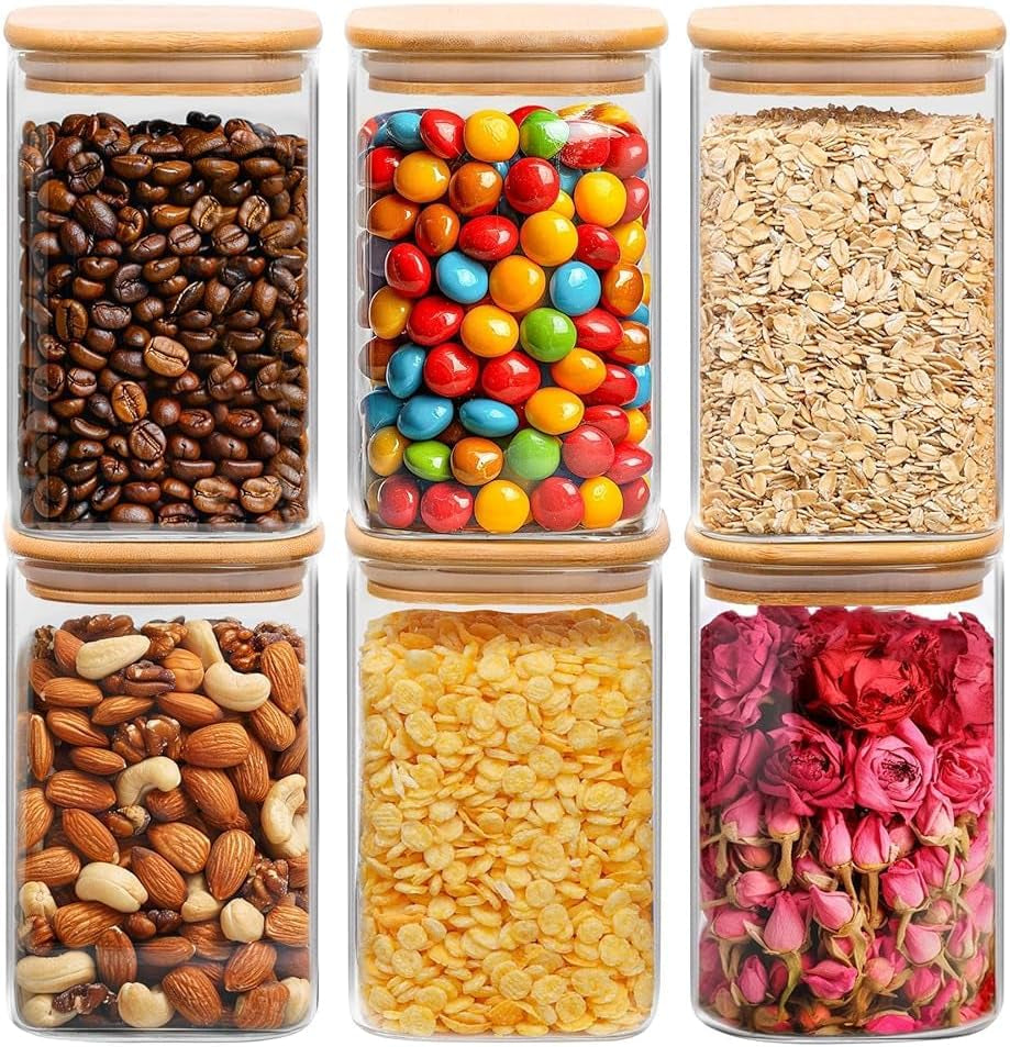 Airtight Glass Storage Canister with Bamboo Lid (Multiple sets available)
