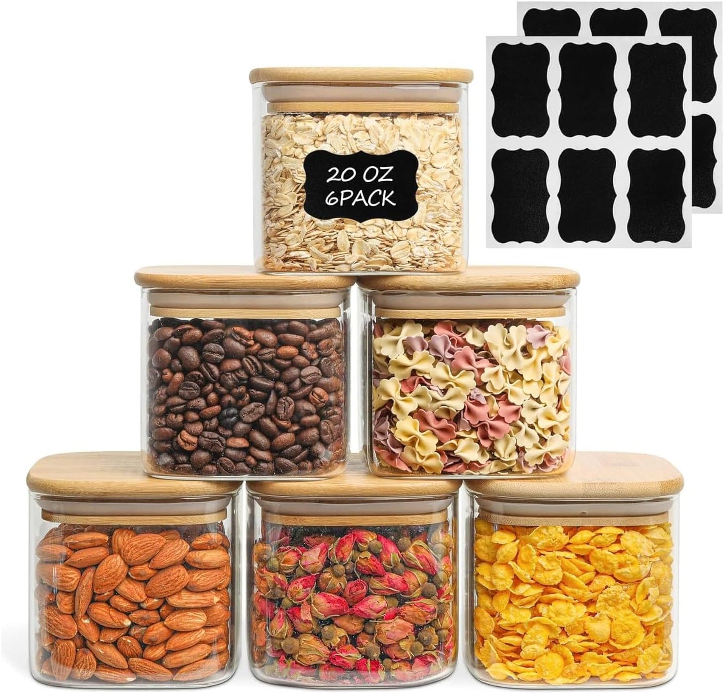 Airtight Glass Storage Canister with Bamboo Lid (Multiple sets available)