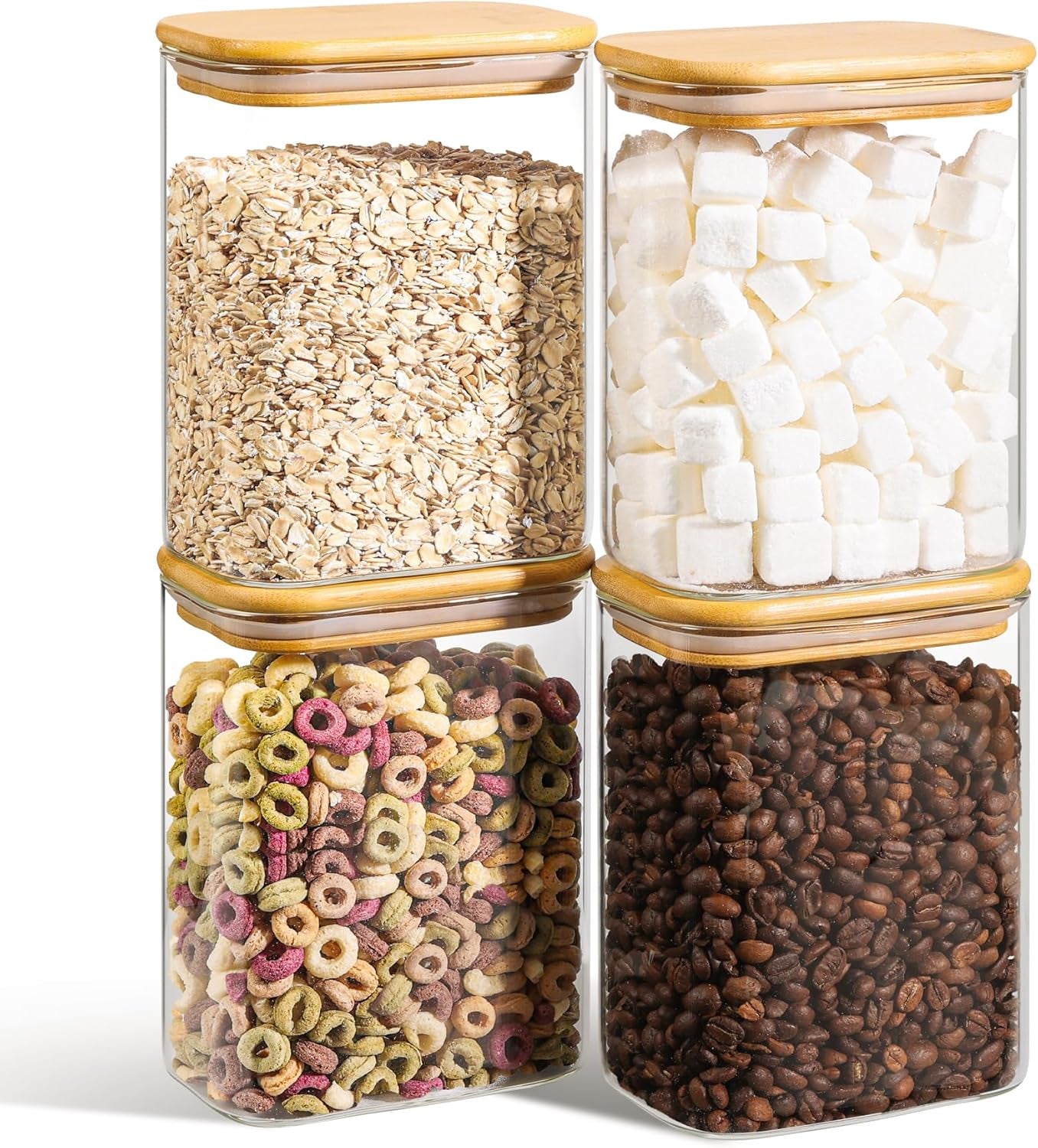 Airtight Glass Storage Canister with Bamboo Lid (Multiple sets available)