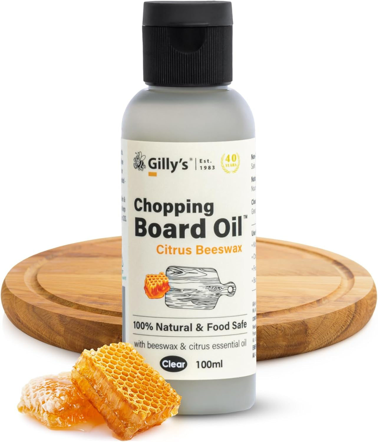 Chopping Board Oil, Citrus Beeswax 100mL | Food Safe Oil for Wooden Chopping Board & Bamboo Boards | Australian Made Cutting Board Oil for Superior Care & Protection
