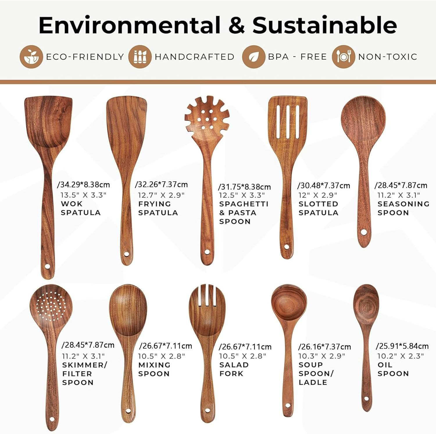 Timber Kitchen Utensils (Multiple Sets Available)